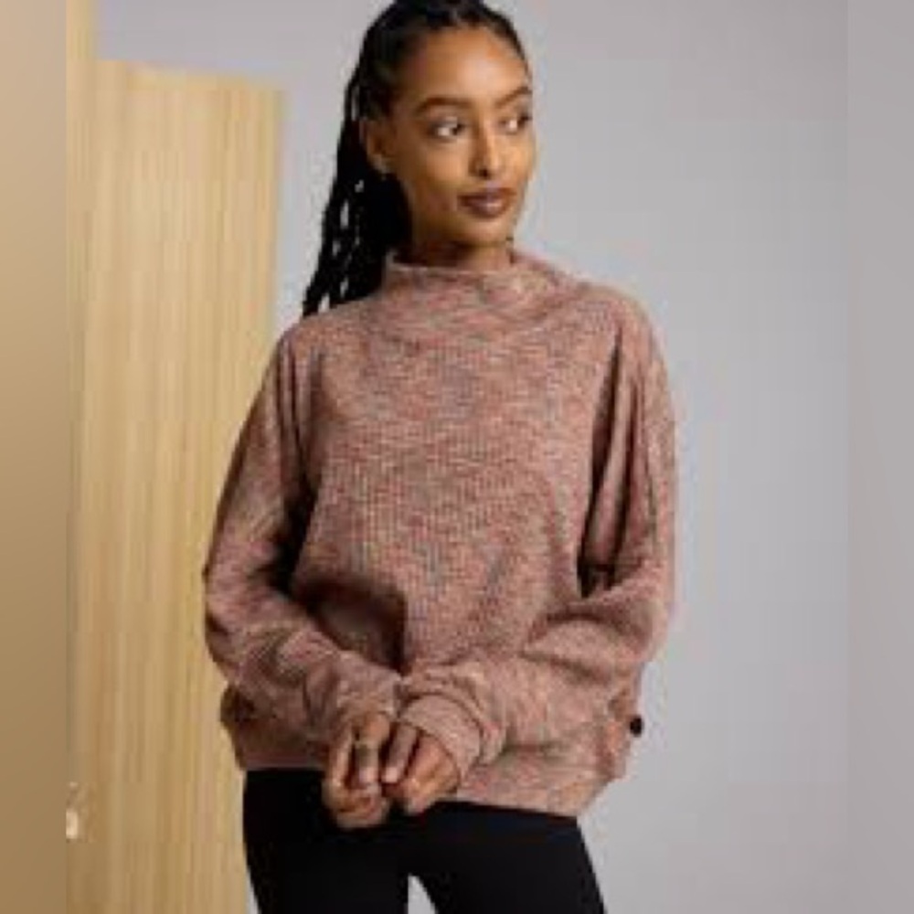 Known Supply Ora Mock Neck Top - marbled chocolate